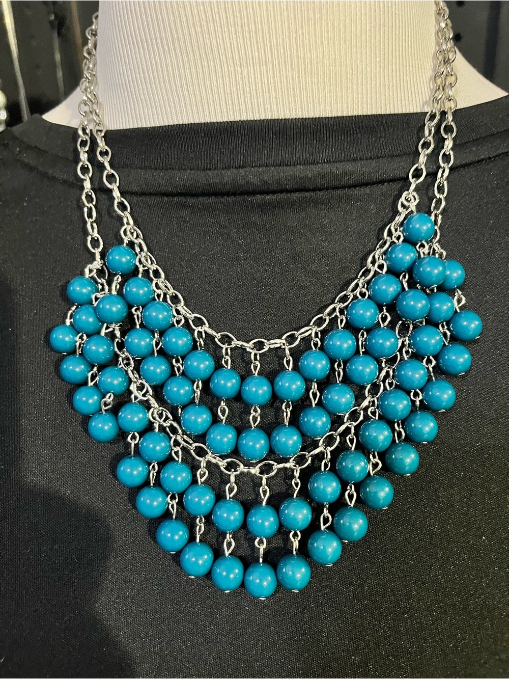 Source Unknown Turquoise Blue Multi-Strand Beaded Necklace